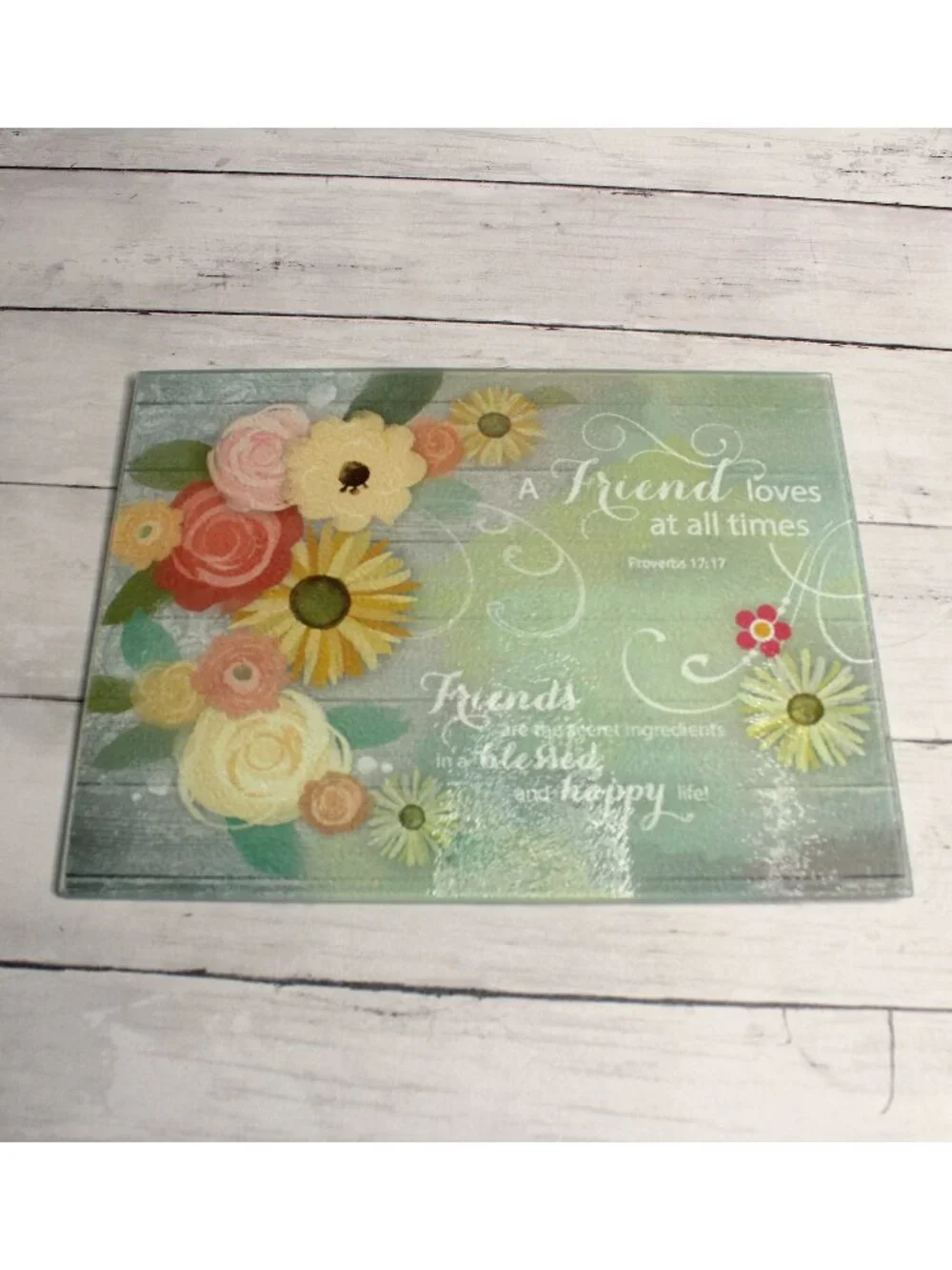 Abbey Gift Glass Cutting Board Kitchen Trivet Bible Verse Proverbs 17:17 Friend